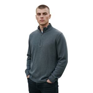 Michael Kors Men Gray Lightweight Quarter Zip Long Sleeves Sweater Size XL